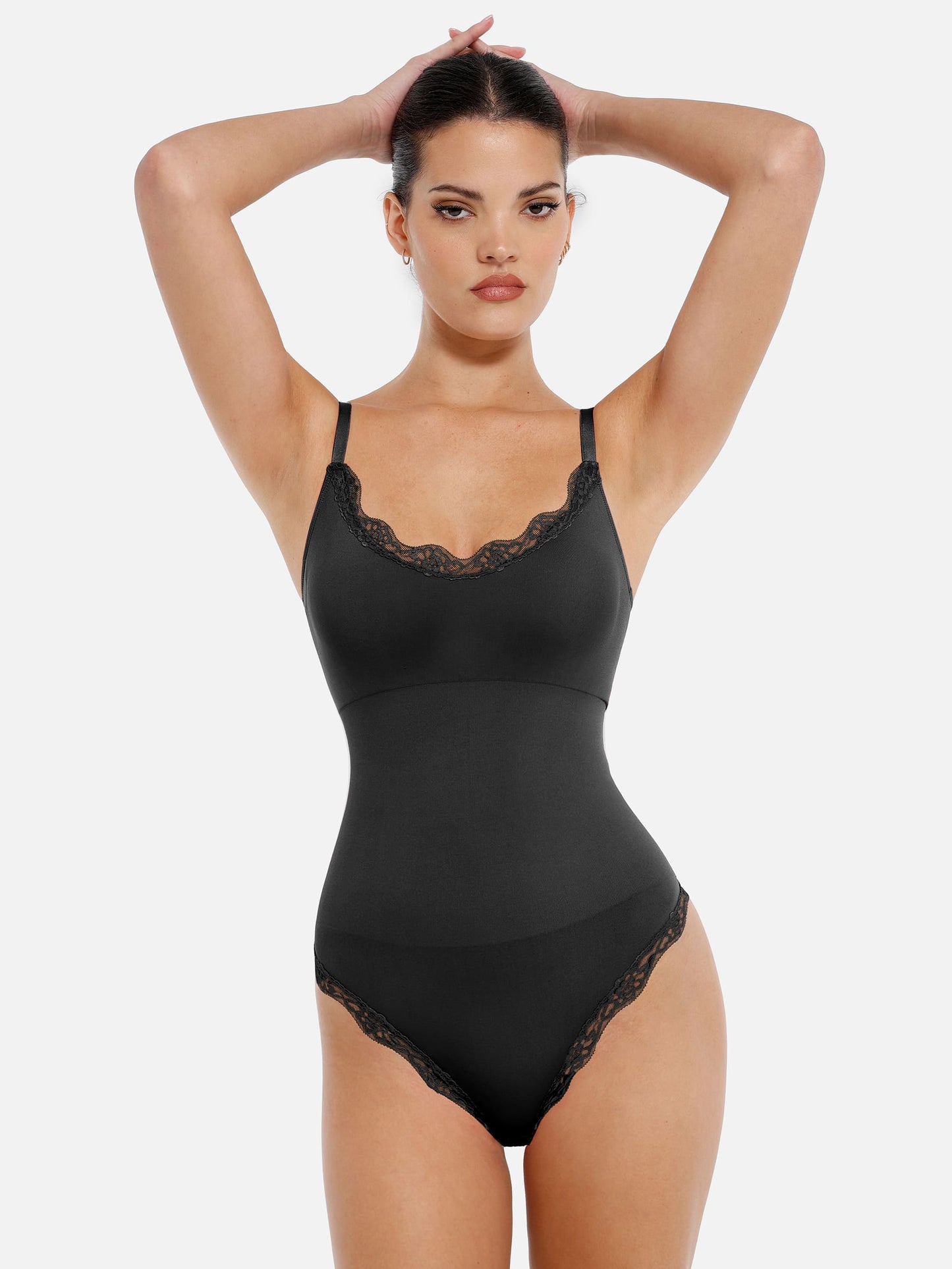 MyCurve Lace Tight-Fit Seamless Thong Shapewear Bodysuit