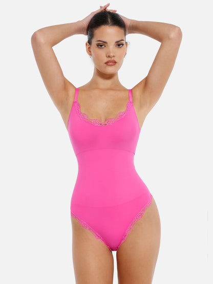MyCurve Lace Tight-Fit Seamless Thong Shapewear Bodysuit