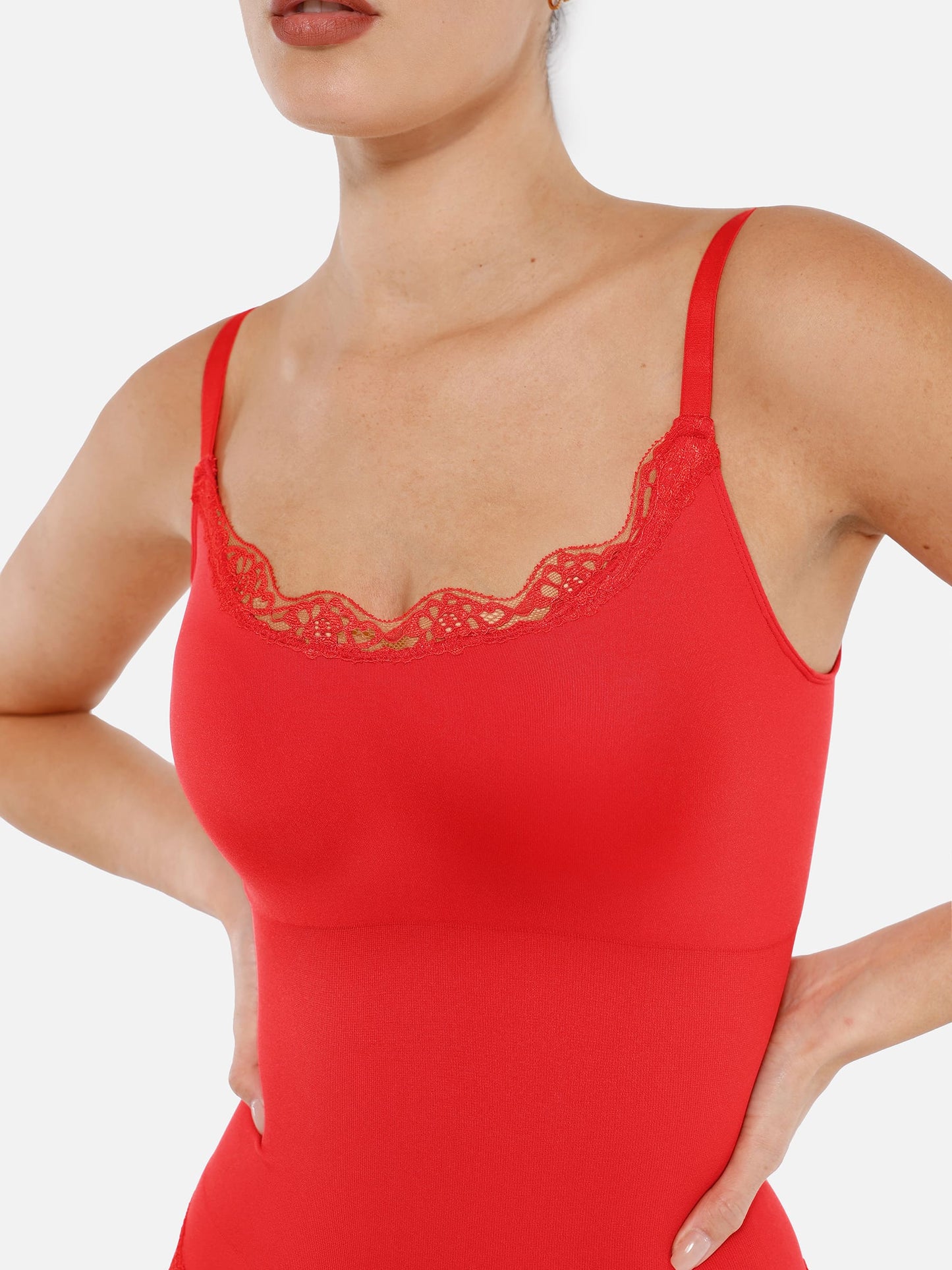 MyCurve Lace Tight-Fit Seamless Thong Shapewear Bodysuit