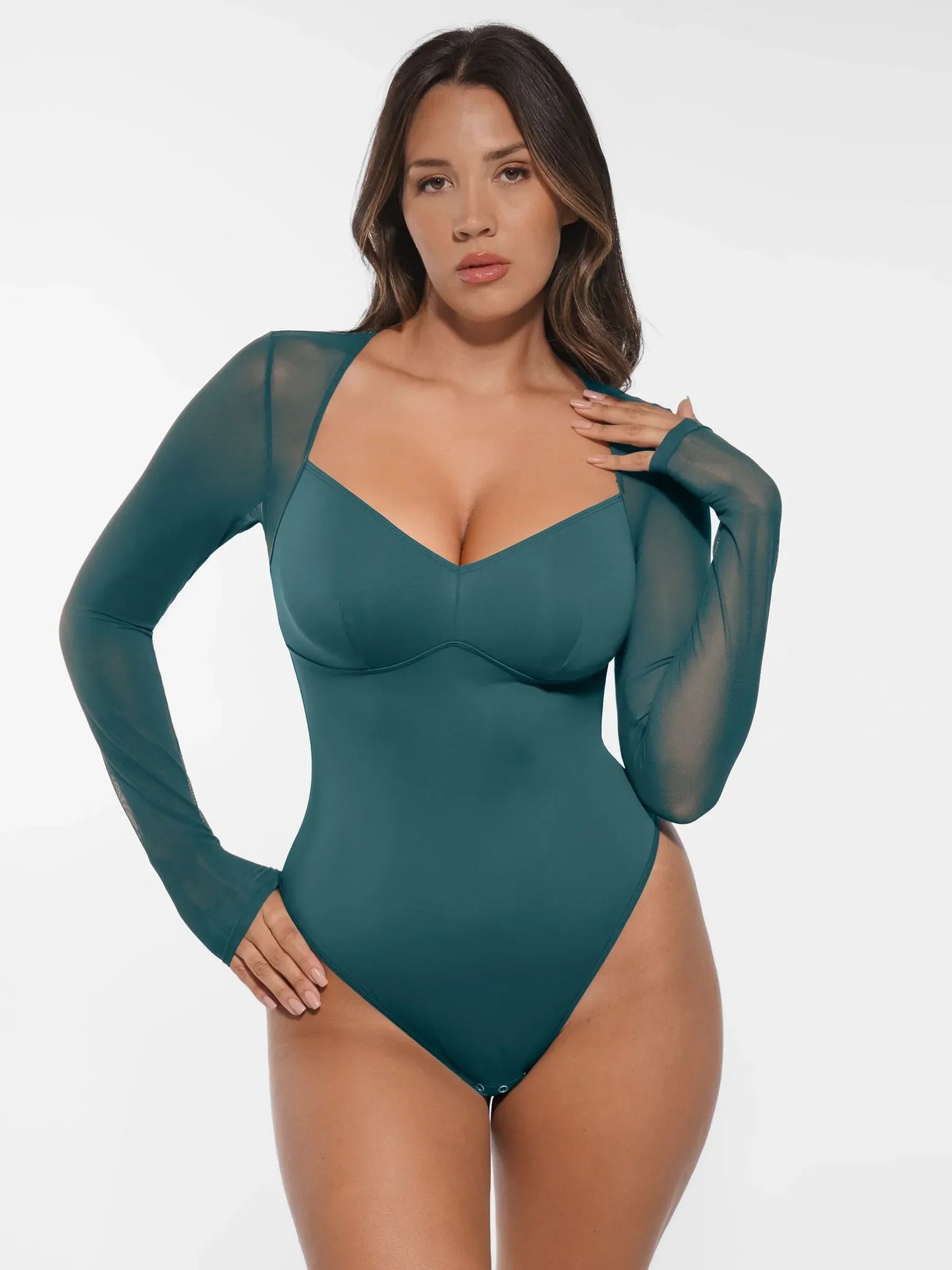 MyCurve Mesh Panel V-Neck Bodysuit