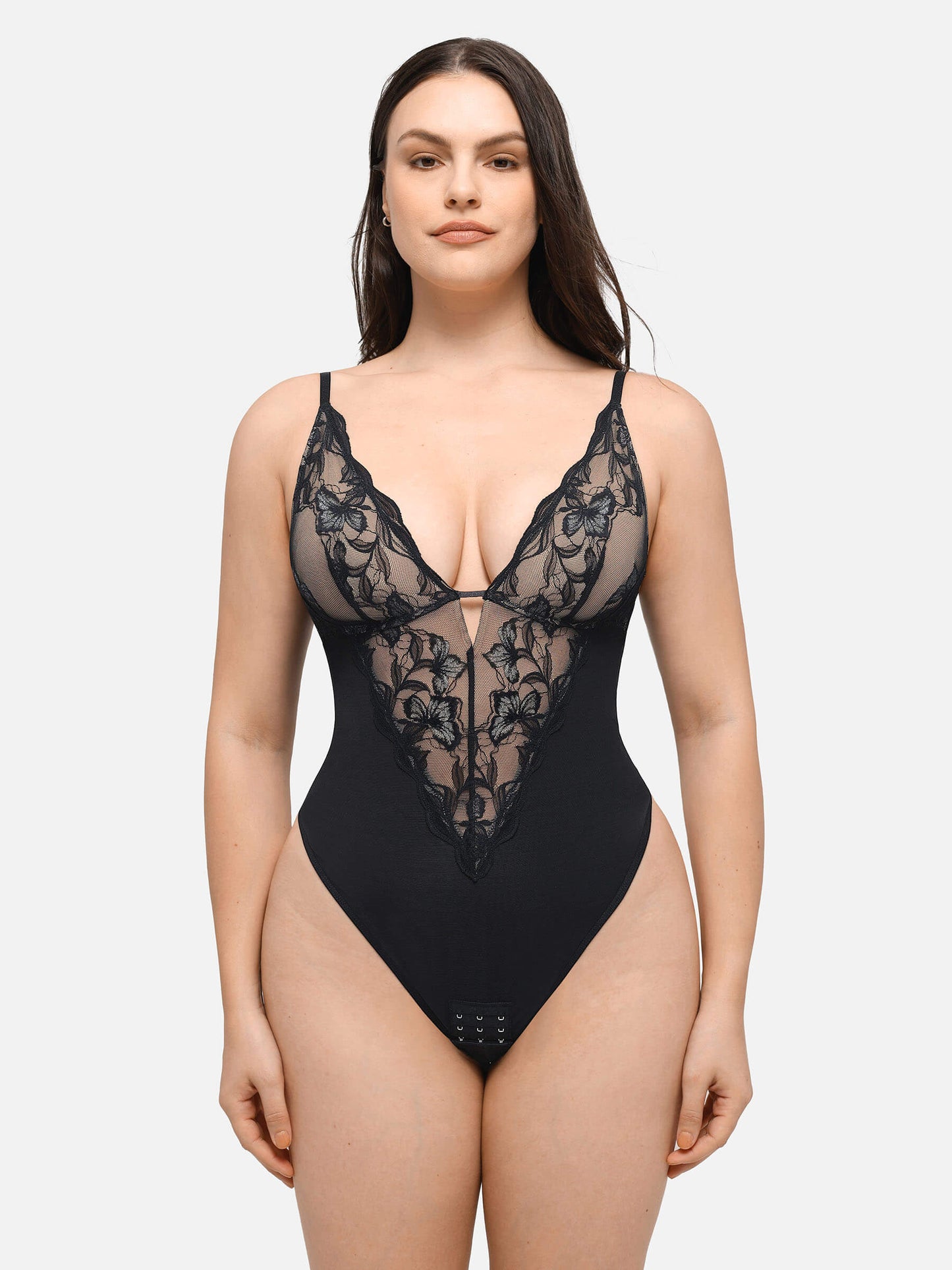 MyCurve Lace Shapewear Thong Shaping Bodysuit