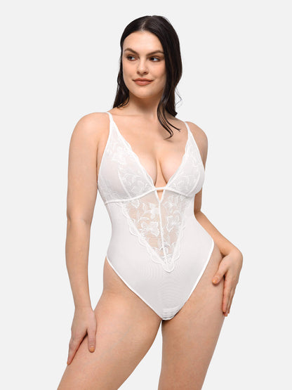 MyCurve Lace Shapewear Thong Shaping Bodysuit
