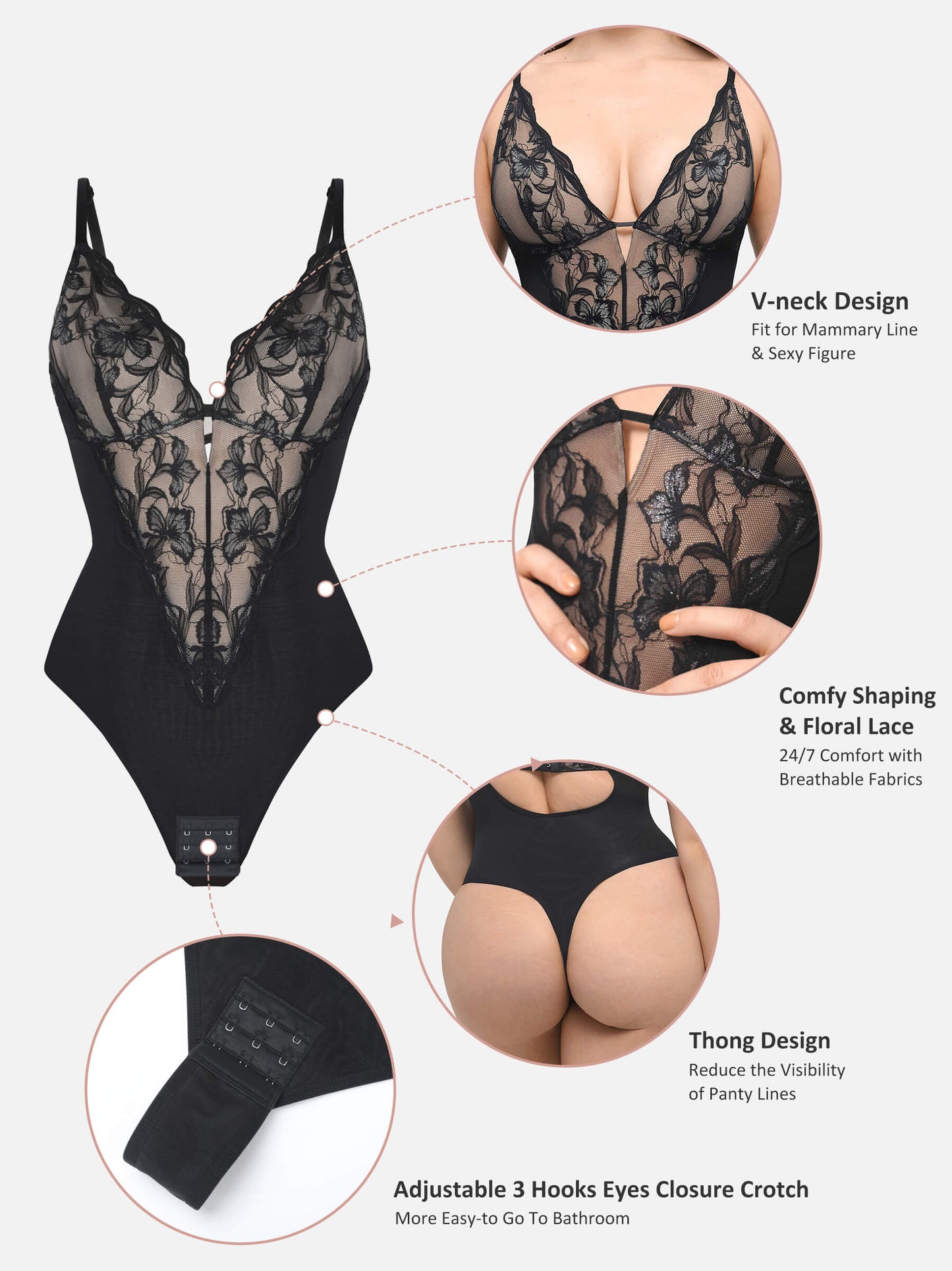 MyCurve Lace Shapewear Thong Shaping Bodysuit