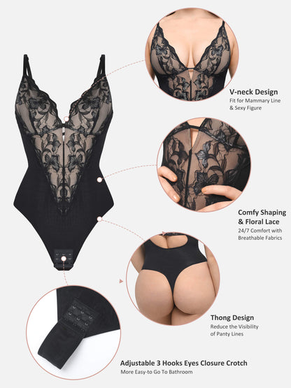 MyCurve Lace Shapewear Thong Shaping Bodysuit