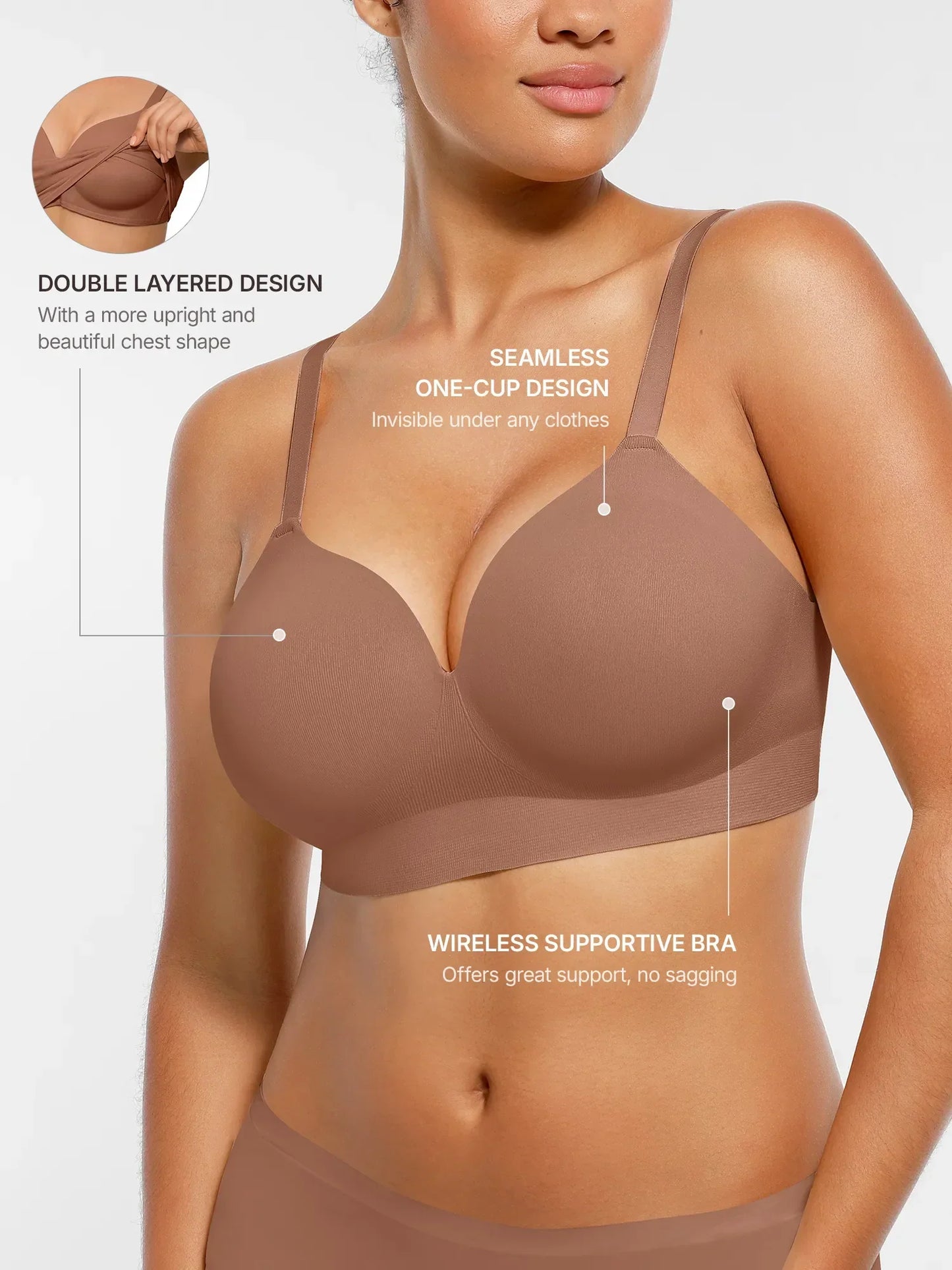 MyCurve Wireless Seamless Push-Up V-neck Bra