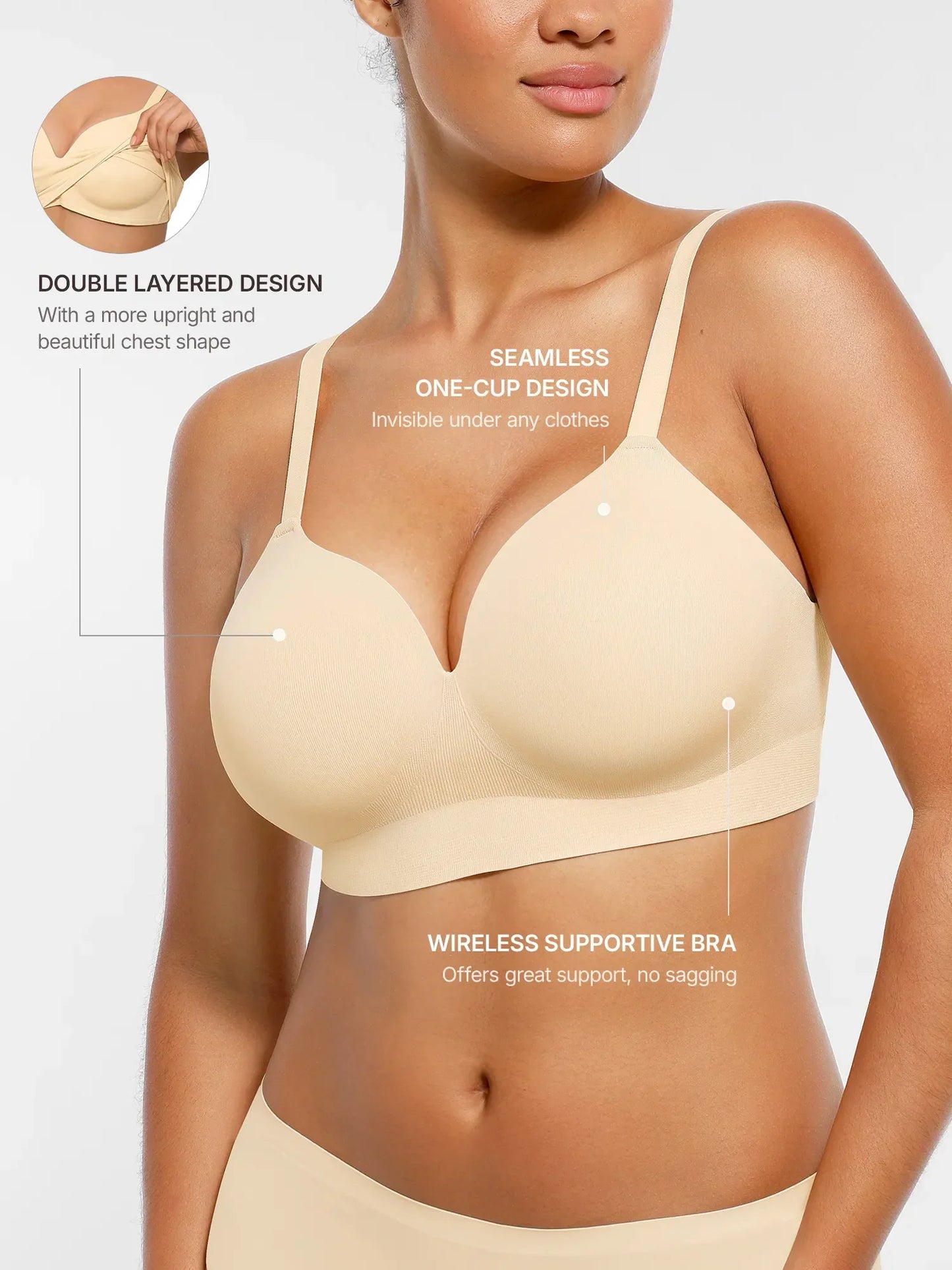MyCurve Wireless Seamless Push-Up V-neck Bra