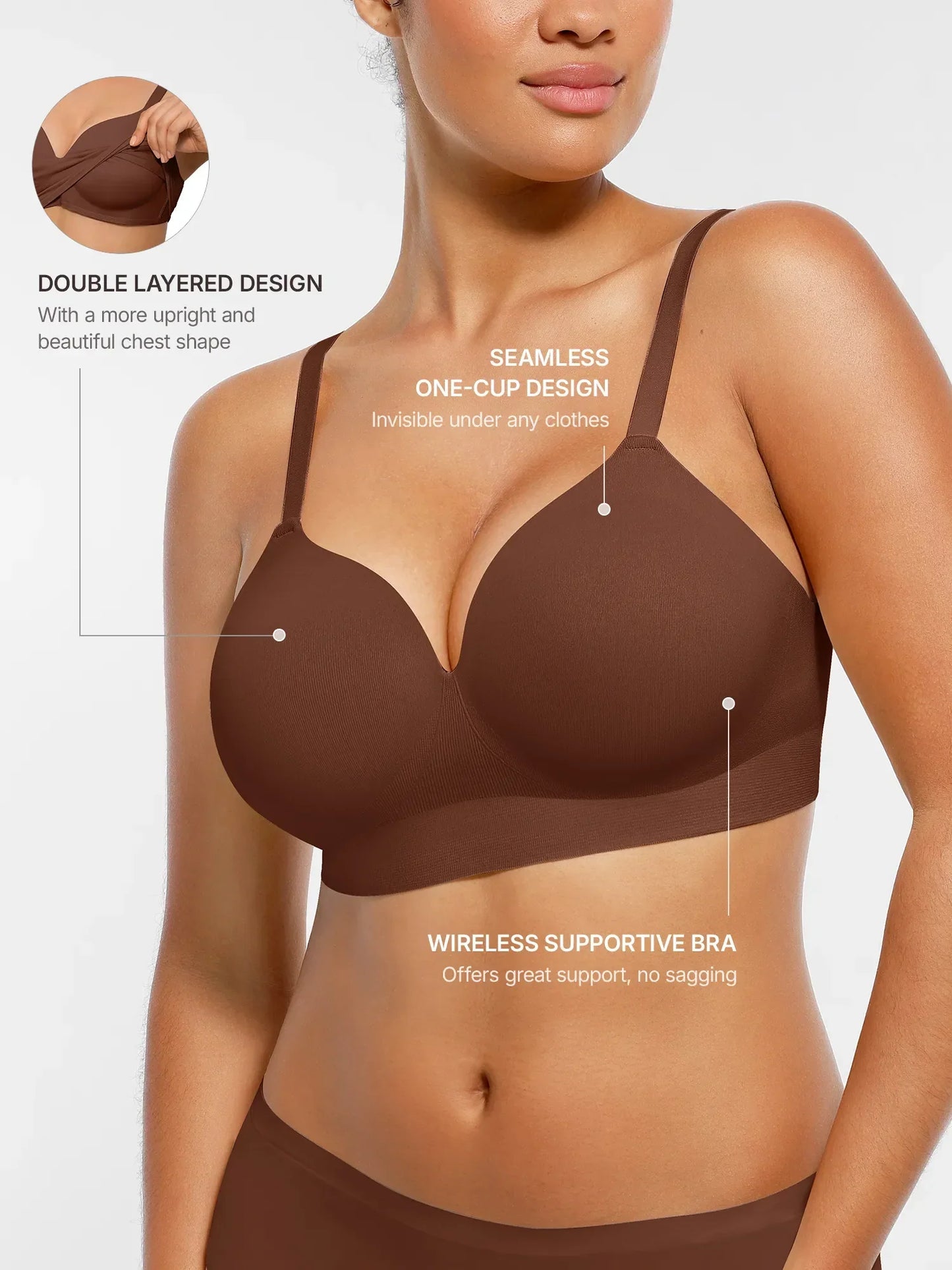 MyCurve Wireless Seamless Push-Up V-neck Bra