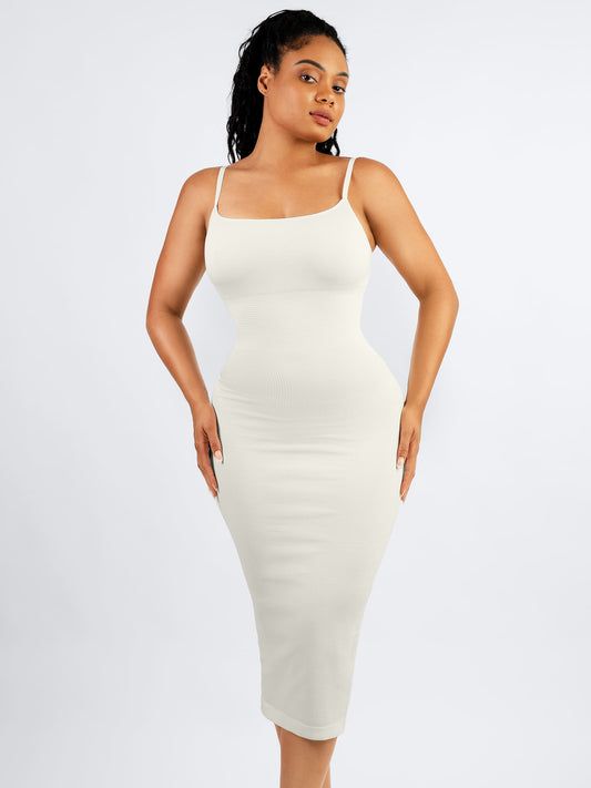 MyCurve Seamless Shaping Slip Dress with Built-In Bra and Adjustable Straps