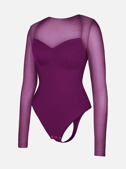 MyCurve Mesh Panel V-Neck Bodysuit