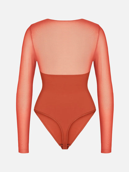 MyCurve Mesh Panel V-Neck Bodysuit